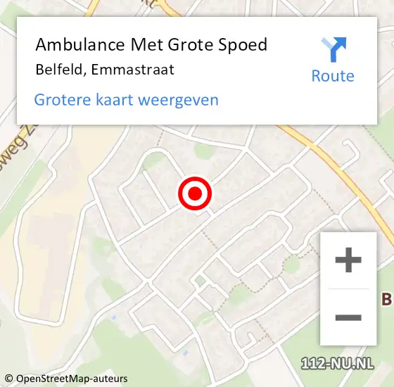 Locatie op kaart van de 112 melding: Ambulance Met Grote Spoed Naar Belfeld, Emmastraat op 12 juni 2020 08:42