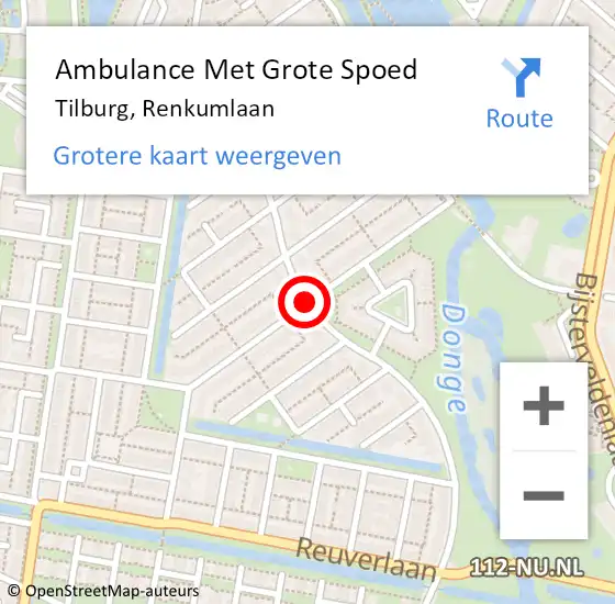 Locatie op kaart van de 112 melding: Ambulance Met Grote Spoed Naar Tilburg, Renkumlaan op 12 juni 2020 08:59