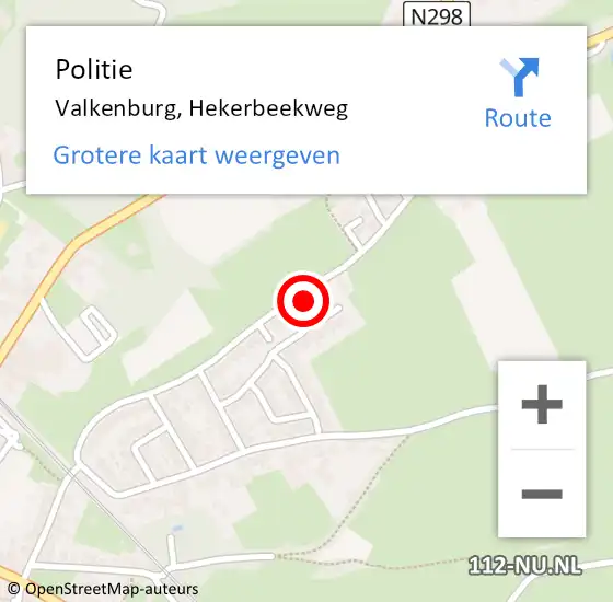 Locatie op kaart van de 112 melding: Politie Valkenburg, Hekerbeekweg op 12 juni 2020 09:11