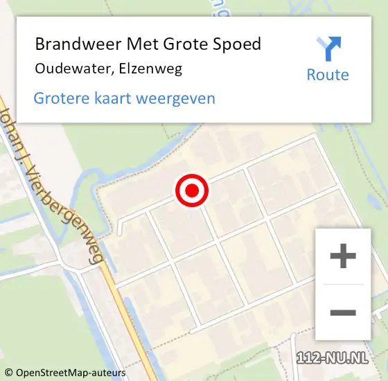 Locatie op kaart van de 112 melding: Brandweer Met Grote Spoed Naar Oudewater, Elzenweg op 12 juni 2020 09:38