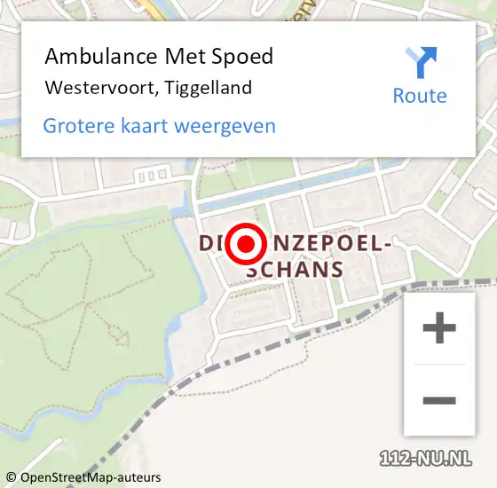 Locatie op kaart van de 112 melding: Ambulance Met Spoed Naar Westervoort, Tiggelland op 12 juni 2020 10:11