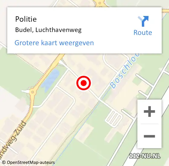 Locatie op kaart van de 112 melding: Politie Budel, Luchthavenweg op 12 juni 2020 10:58