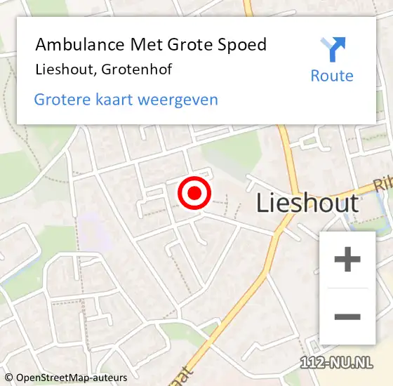 Locatie op kaart van de 112 melding: Ambulance Met Grote Spoed Naar Lieshout, Grotenhof op 12 juni 2020 11:12