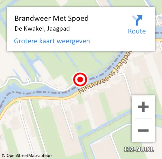 Locatie op kaart van de 112 melding: Brandweer Met Spoed Naar De Kwakel, Jaagpad op 12 juni 2020 11:24