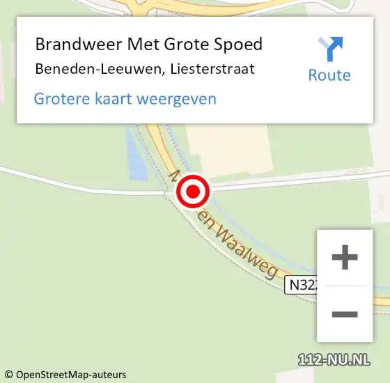 Locatie op kaart van de 112 melding: Brandweer Met Grote Spoed Naar Beneden-Leeuwen, Liesterstraat op 12 juni 2020 11:26