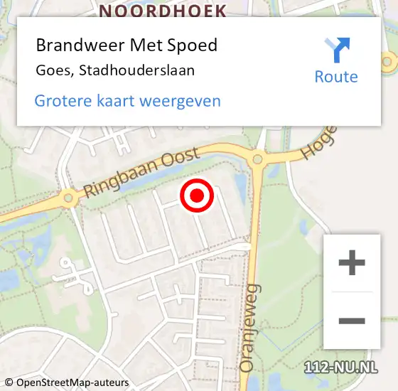 Locatie op kaart van de 112 melding: Brandweer Met Spoed Naar Goes, Stadhouderslaan op 12 juni 2020 12:18