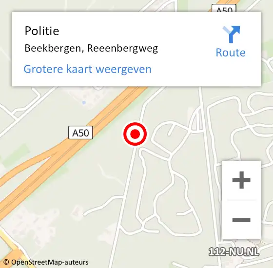 Locatie op kaart van de 112 melding: Politie Beekbergen, Reeenbergweg op 12 juni 2020 12:19