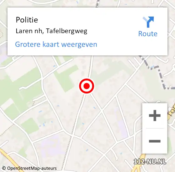 Locatie op kaart van de 112 melding: Politie Laren nh, Tafelbergweg op 12 juni 2020 13:02