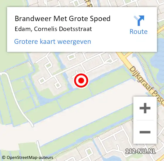 Locatie op kaart van de 112 melding: Brandweer Met Grote Spoed Naar Edam, Cornelis Doetsstraat op 9 mei 2014 12:17