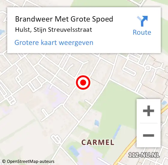 Locatie op kaart van de 112 melding: Brandweer Met Grote Spoed Naar Hulst, Stijn Streuvelsstraat op 12 juni 2020 13:25