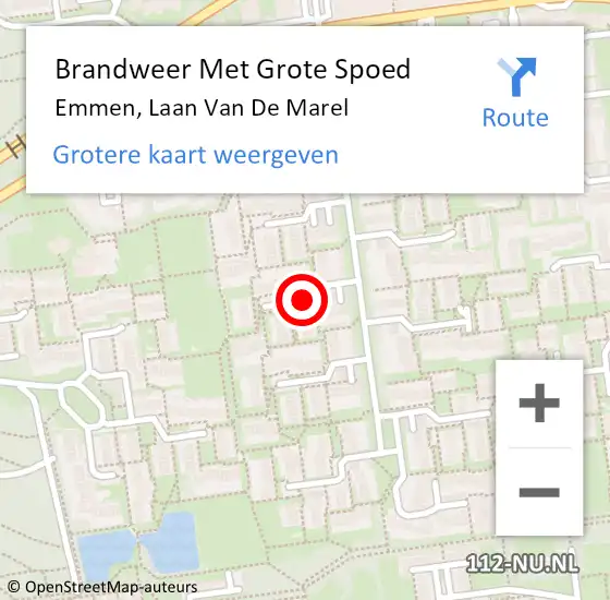Locatie op kaart van de 112 melding: Brandweer Met Grote Spoed Naar Emmen, Laan Van De Marel op 12 juni 2020 13:30