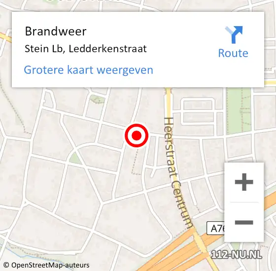 Locatie op kaart van de 112 melding: Brandweer Stein Lb, Ledderkenstraat op 9 mei 2014 12:25