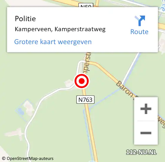 Locatie op kaart van de 112 melding: Politie Kamperveen, Kamperstraatweg op 12 juni 2020 15:50