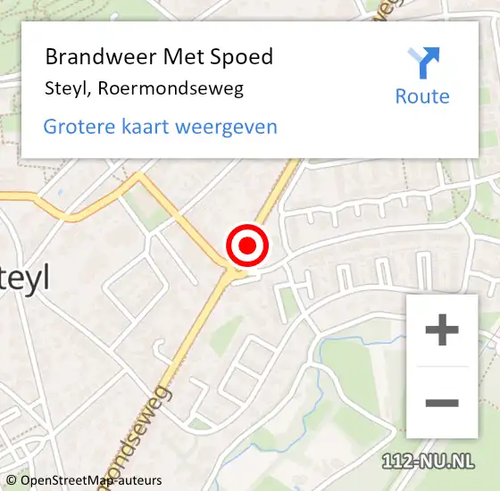 Locatie op kaart van de 112 melding: Brandweer Met Spoed Naar Steyl, Roermondseweg op 12 juni 2020 15:53