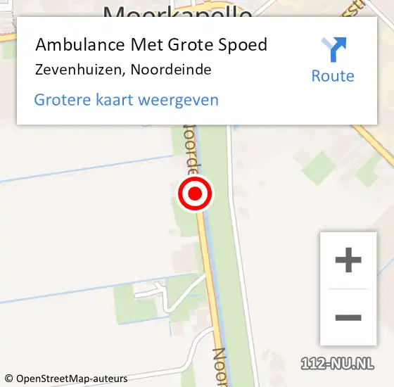 Locatie op kaart van de 112 melding: Ambulance Met Grote Spoed Naar Zevenhuizen, Noordeinde op 12 juni 2020 16:18