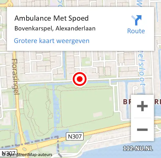 Locatie op kaart van de 112 melding: Ambulance Met Spoed Naar Bovenkarspel, Alexanderlaan op 12 juni 2020 16:22