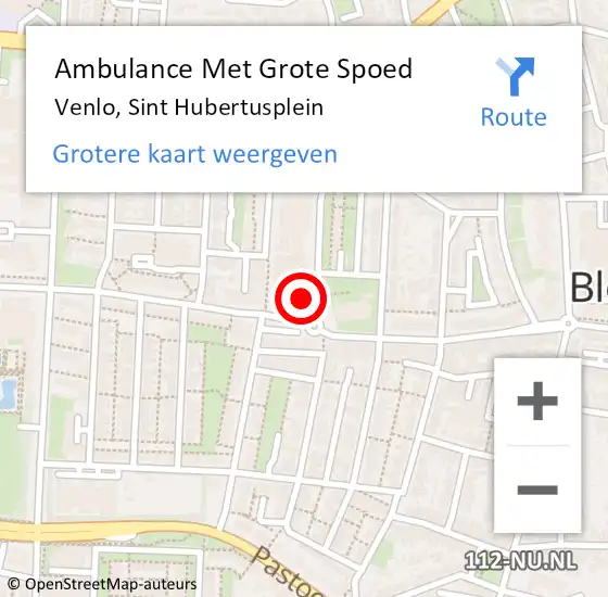 Locatie op kaart van de 112 melding: Ambulance Met Grote Spoed Naar Venlo, Sint Hubertusplein op 12 juni 2020 17:23