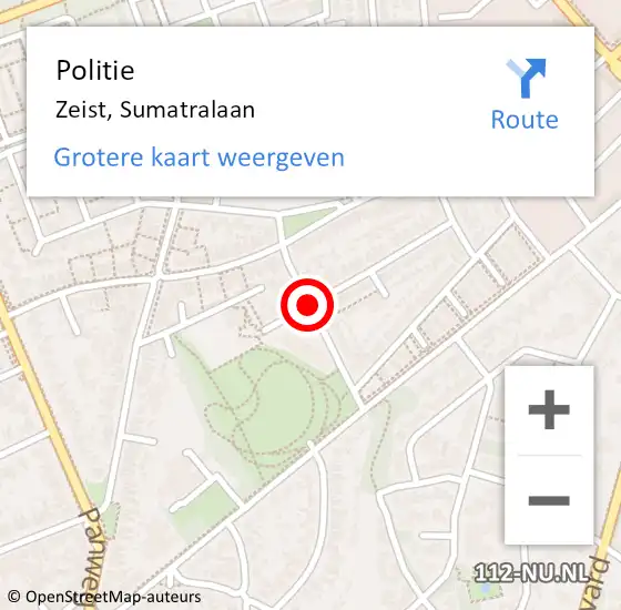 Locatie op kaart van de 112 melding: Politie Zeist, Sumatralaan op 12 juni 2020 18:01