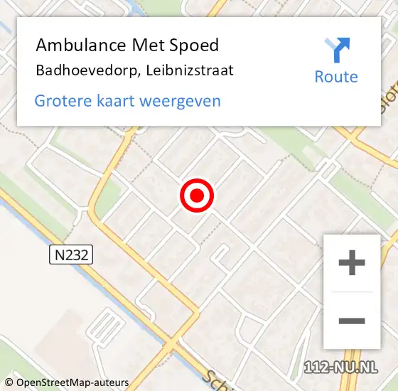 Locatie op kaart van de 112 melding: Ambulance Met Spoed Naar Badhoevedorp, Leibnizstraat op 12 juni 2020 18:21