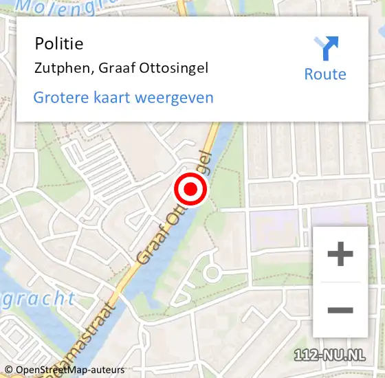 Locatie op kaart van de 112 melding: Politie Zutphen, Graaf Ottosingel op 12 juni 2020 18:50