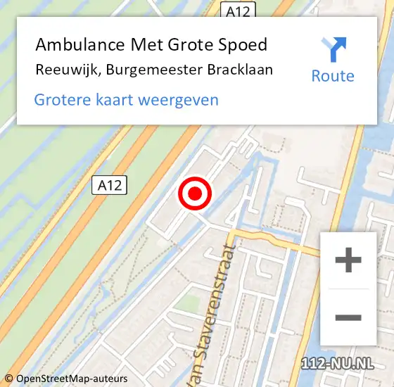 Locatie op kaart van de 112 melding: Ambulance Met Grote Spoed Naar Reeuwijk, Burgemeester Bracklaan op 12 juni 2020 19:08