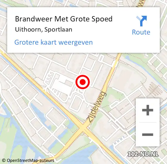 Locatie op kaart van de 112 melding: Brandweer Met Grote Spoed Naar Uithoorn, Sportlaan op 12 juni 2020 19:59