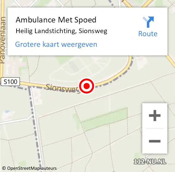 Locatie op kaart van de 112 melding: Ambulance Met Spoed Naar Heilig Landstichting, Sionsweg op 12 juni 2020 20:19