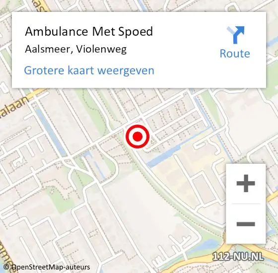 Locatie op kaart van de 112 melding: Ambulance Met Spoed Naar Aalsmeer, Violenweg op 12 juni 2020 20:52