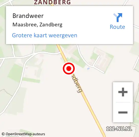 Locatie op kaart van de 112 melding: Brandweer Maasbree, Zandberg op 12 juni 2020 21:51