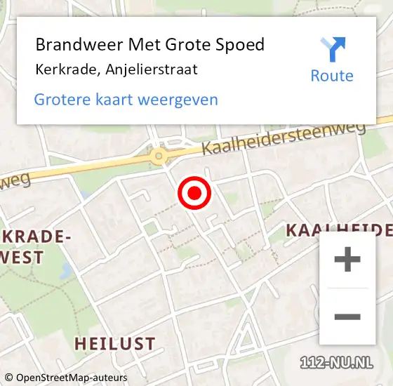 Locatie op kaart van de 112 melding: Brandweer Met Grote Spoed Naar Kerkrade, Anjelierstraat op 12 juni 2020 22:18