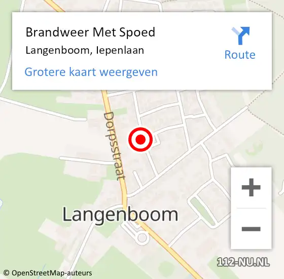 Locatie op kaart van de 112 melding: Brandweer Met Spoed Naar Langenboom, Iepenlaan op 12 juni 2020 23:04