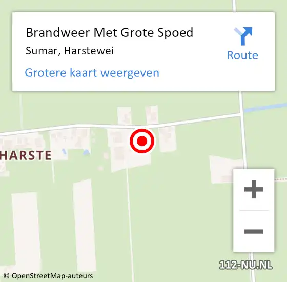 Locatie op kaart van de 112 melding: Brandweer Met Grote Spoed Naar Sumar, Harstewei op 9 mei 2014 13:04