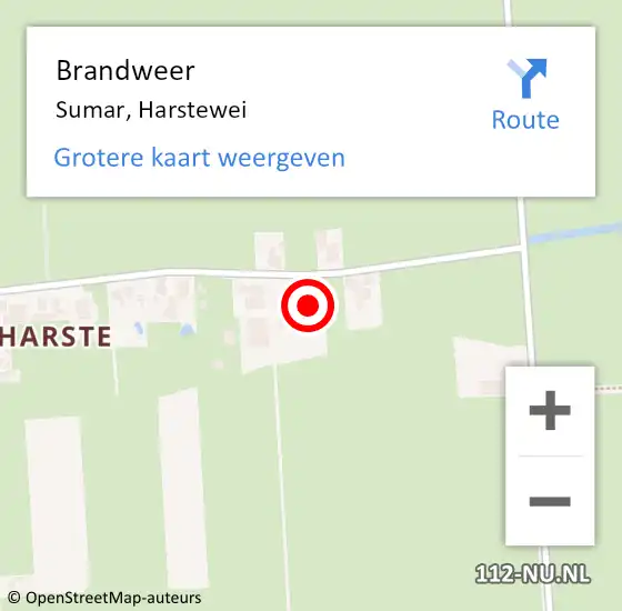 Locatie op kaart van de 112 melding: Brandweer Sumar, Harstewei op 9 mei 2014 13:06