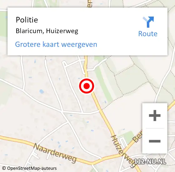 Locatie op kaart van de 112 melding: Politie Blaricum, Huizerweg op 13 juni 2020 01:01