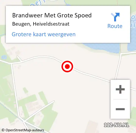 Locatie op kaart van de 112 melding: Brandweer Met Grote Spoed Naar Beugen, Heiveldsestraat op 13 juni 2020 01:15