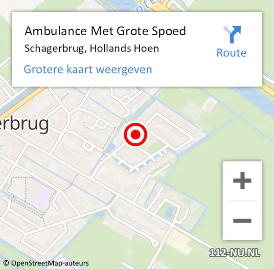 Locatie op kaart van de 112 melding: Ambulance Met Grote Spoed Naar Schagerbrug, Hollands Hoen op 13 juni 2020 05:56