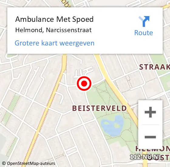 Locatie op kaart van de 112 melding: Ambulance Met Spoed Naar Helmond, Narcissenstraat op 13 juni 2020 06:04