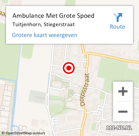 Locatie op kaart van de 112 melding: Ambulance Met Grote Spoed Naar Tuitjenhorn, Stiegerstraat op 13 juni 2020 07:24