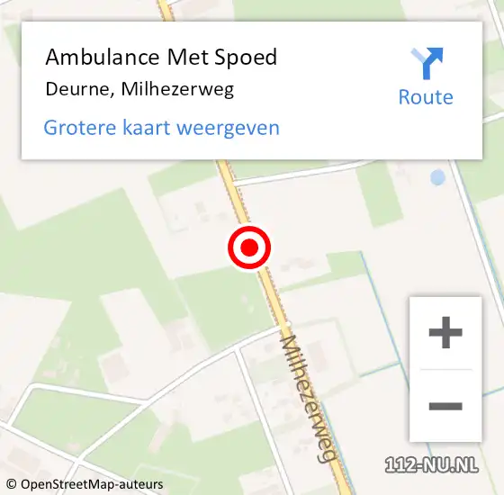 Locatie op kaart van de 112 melding: Ambulance Met Spoed Naar Deurne, Milhezerweg op 13 juni 2020 07:52