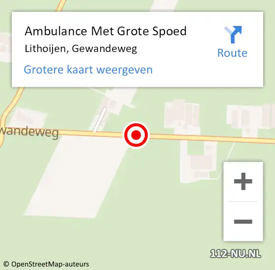 Locatie op kaart van de 112 melding: Ambulance Met Grote Spoed Naar Lithoijen, Gewandeweg op 13 juni 2020 08:08