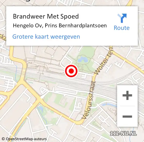 Locatie op kaart van de 112 melding: Brandweer Met Spoed Naar Hengelo Ov, Prins Bernhardplantsoen op 13 juni 2020 08:45