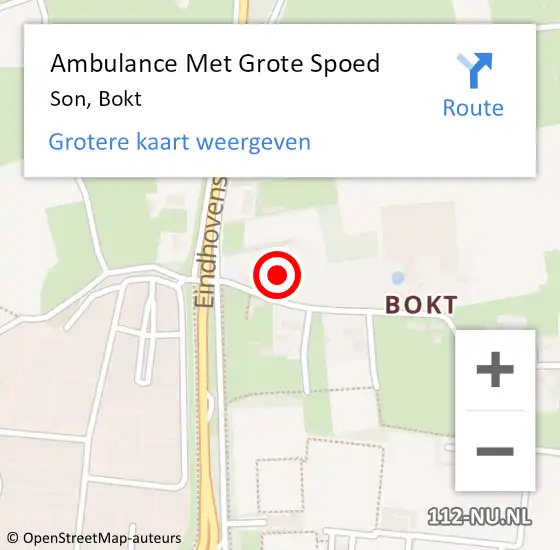 Locatie op kaart van de 112 melding: Ambulance Met Grote Spoed Naar Son, Bokt op 13 juni 2020 08:45