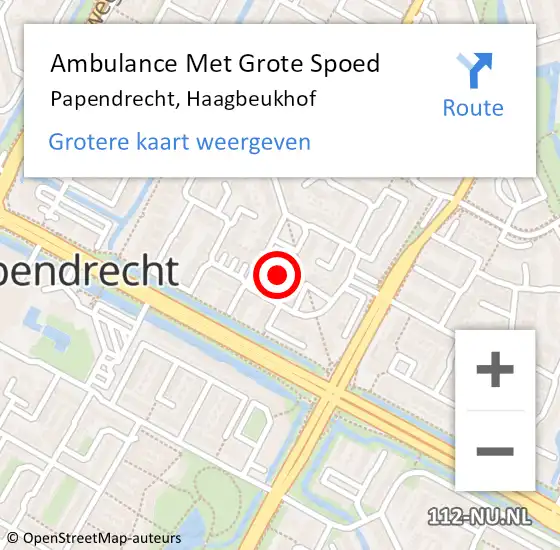 Locatie op kaart van de 112 melding: Ambulance Met Grote Spoed Naar Papendrecht, Haagbeukhof op 13 juni 2020 09:20