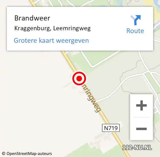 Locatie op kaart van de 112 melding: Brandweer Kraggenburg, Leemringweg op 13 juni 2020 09:31