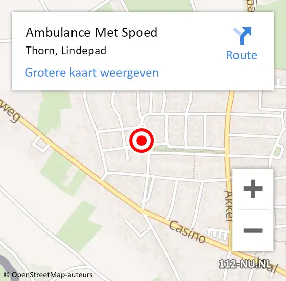 Locatie op kaart van de 112 melding: Ambulance Met Spoed Naar Thorn, Lindepad op 9 mei 2014 13:30