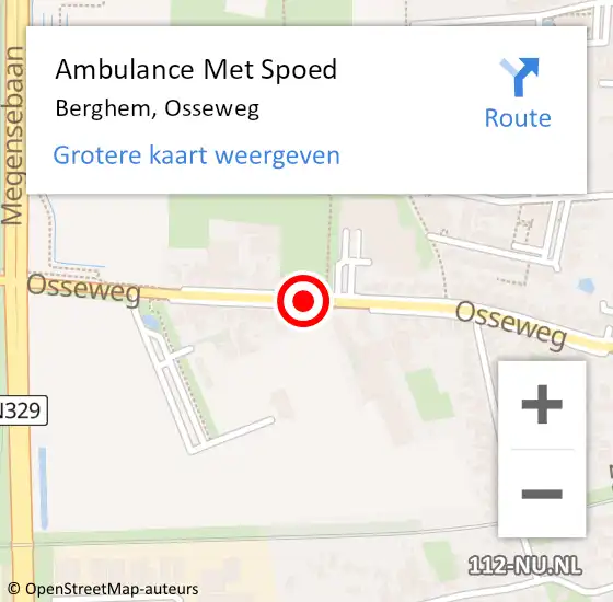 Locatie op kaart van de 112 melding: Ambulance Met Spoed Naar Berghem, Osseweg op 13 juni 2020 09:58