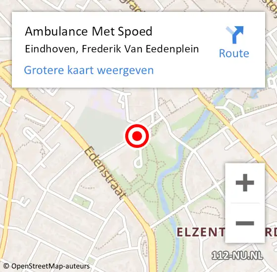 Locatie op kaart van de 112 melding: Ambulance Met Spoed Naar Eindhoven, Frederik Van Eedenplein op 13 juni 2020 10:51