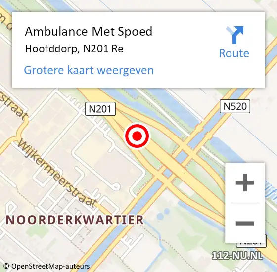 Locatie op kaart van de 112 melding: Ambulance Met Spoed Naar Hoofddorp, N201 Re op 13 juni 2020 11:53