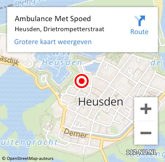 Locatie op kaart van de 112 melding: Ambulance Met Spoed Naar Heusden, Drietrompetterstraat op 13 juni 2020 12:19