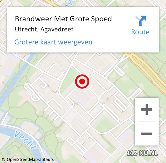 Locatie op kaart van de 112 melding: Brandweer Met Grote Spoed Naar Utrecht, Agavedreef op 13 juni 2020 12:56